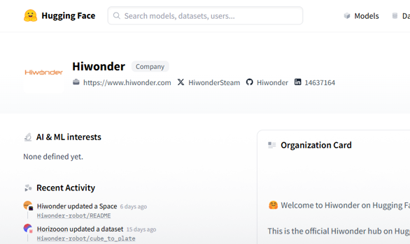 Hiwonder Hugging Face
