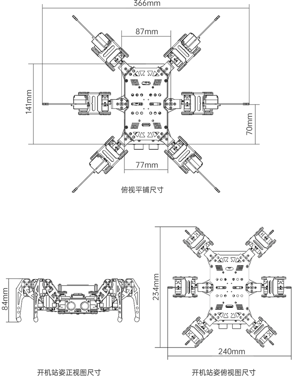 MiniHexa 尺寸图